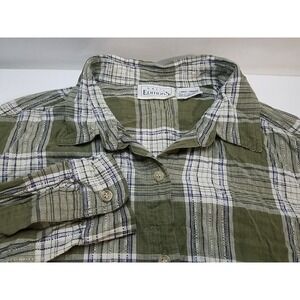 Basic Editions Womans Large Plaid‎ Long Sleeve Button Up Shirt